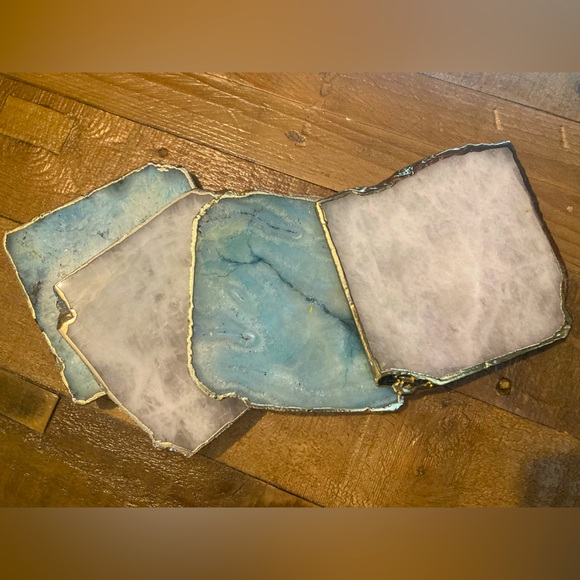 Anthropologie Other - 4 Gilded Agate coaster from Anthropologie. NWT! 2 pink 2 blue.